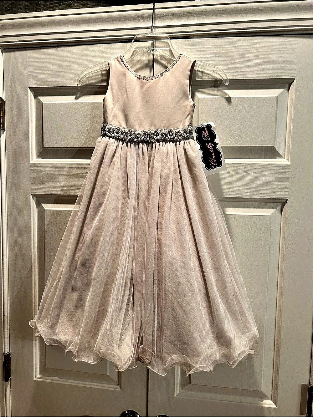 Chantilly Place Little Girls Beaded-Waist Wire-Hem Long Dress size 3T NWT
